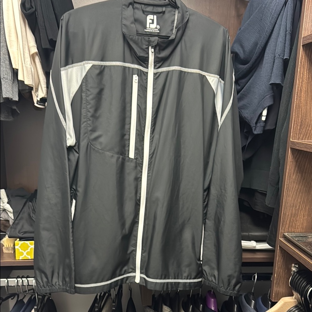 FootJoy Black and Gray Windbreaker Lightweight Athletic Jacket